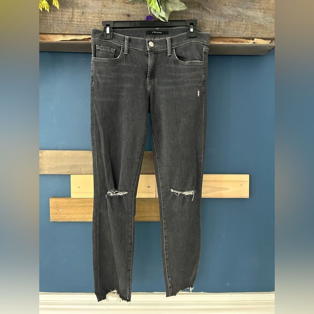 J Brand Jeans Ashes Destruct Skinny Gray 28
